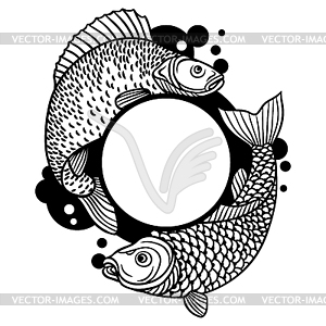 Circle frame with decorative fish. Image for - vector clip art