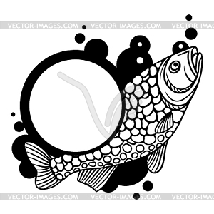 Circle frame with decorative fish. Image for - vector clipart / vector image