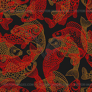 Seamless pattern with decorative fish. Background - vector image