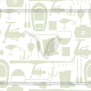 Seamless pattern with fishing supplies. Background - vector clip art