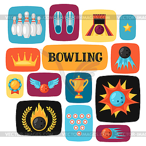 Background with bowling items. Image for advertisin - vector image