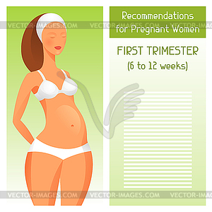 Recommendations for pregnant women in first - vector clipart