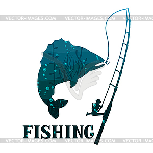 Fishing illustration with fish. Design for cards, cover - vector clipart