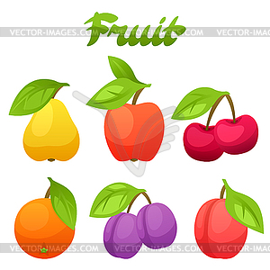 Set of stylized fresh fruits - vector EPS clipart