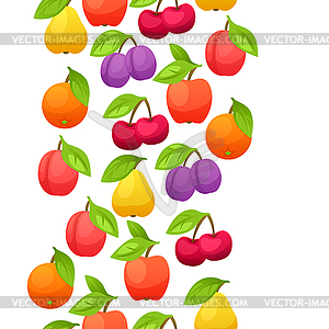 Seamless pattern with stylized fresh ripe fruits - vector image