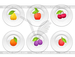 Background design with plates and stylized fresh - vector clipart