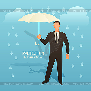 Protection business conceptual with businessman - vector image