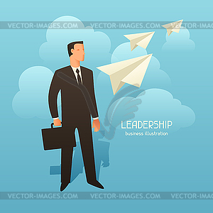 Leadership business conceptual with businessman - royalty-free vector image