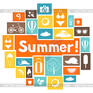 Background with stylized summer objects. Design - vector clipart