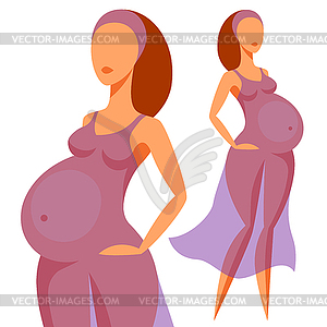 Stylized silhouette of pregnant woman. for websites - vector clipart