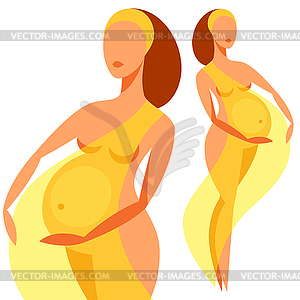 Stylized silhouette of pregnant woman. for websites - vector clip art