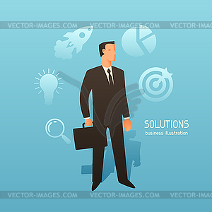 Solution business conceptual with businessman. Imag - vector image