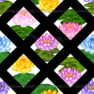 Natural seamless pattern with lotus flowers and - vector image