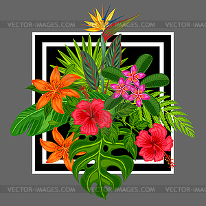 Фон со стилизованными тропических растений, оставляет - изображение в векторном формате