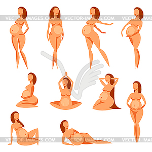Set stylized silhouettes pregnant women. for - vector image