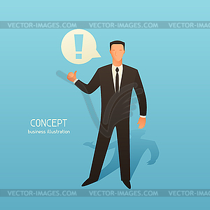 Concept business with businessman and speech bubble - color vector clipart