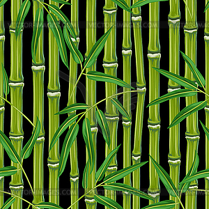 Seamless pattern with bamboo plants and leaves. - vector clipart