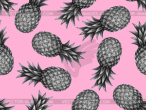 Seamless pattern with pineapples. Tropical - vector clip art