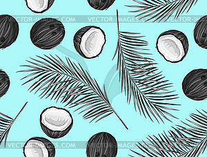 Бесшовные с кокосами. Тропический абстрактный - рисунок в векторном формате