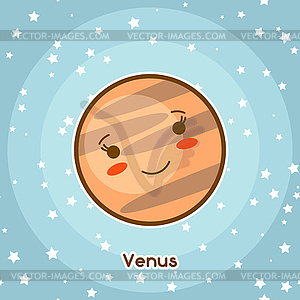 Kawaii space card. Doodle with pretty facial - royalty-free vector image