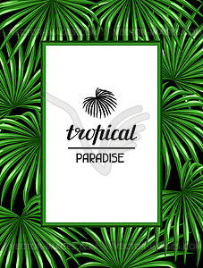 Paradise card with palms leaves. Decorative image - vector clipart