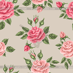 Seamless pattern with vintage roses. Decorative - vector clipart