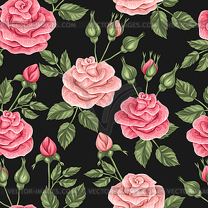 Seamless pattern with vintage roses. Decorative - vector clip art