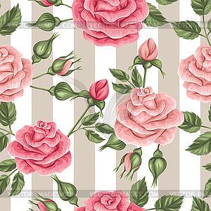 Seamless pattern with vintage roses. Decorative - color vector clipart