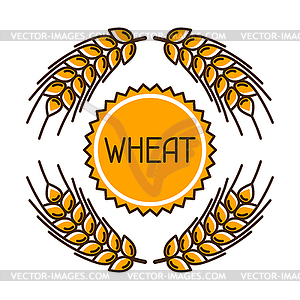 Emblem with wheat. Agricultural image natural golde - vector image