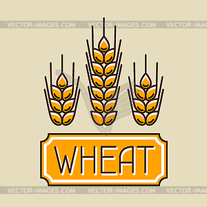 Emblem with wheat. Agricultural image natural golde - vector image