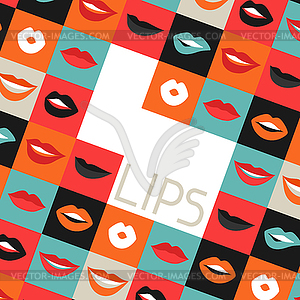 Female lips background. Mouths with red lipstick - vector clipart