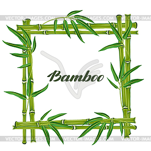 Frame with bamboo plants and leaves. Design for - vector image