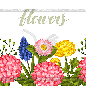 Seamless pattern with garden flowers. Decorative - vector image