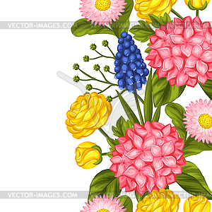 Seamless pattern with garden flowers. Decorative - vector clipart