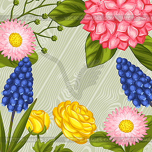 Background with garden flowers. Decorative hortense - vector image