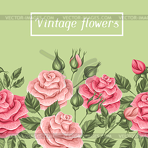 Seamless border with vintage roses. Decorative retr - vector clipart