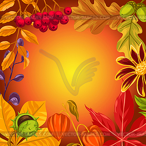 Background with autumn leaves and plants. Design fo - vector clipart