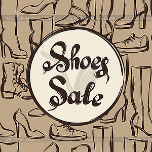 Background with lettering sale shoes. female - vector clipart