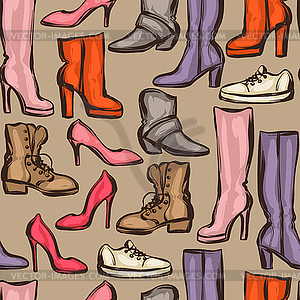 Seamless pattern with shoes. female footwear, - vector image