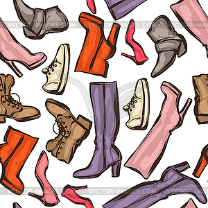 Seamless pattern with shoes. female footwear, - vector clip art