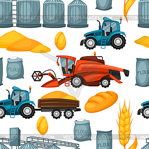 Agricultural seamless pattern with harvesting items - vector image