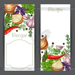 Banners design with various herbs and spices - vector clipart