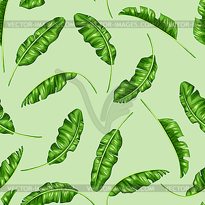 Seamless pattern with banana leaves. decorative - vector clip art