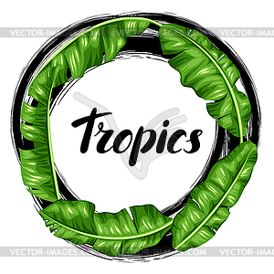 Frame with banana leaves. decorative tropical - vector image