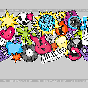 Music party kawaii seamless pattern. Musical - vector image