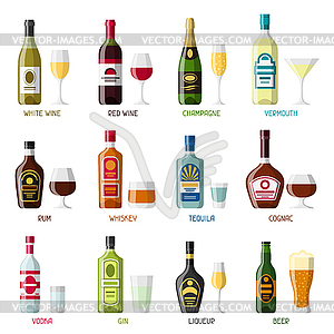 Types of bar glasses set alcohol glassware Vector Image