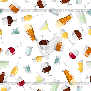 Alcohol drinks seamless pattern. Glasses for - royalty-free vector image