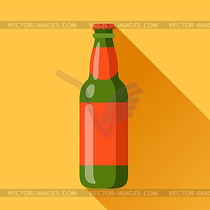 Beer bottle in flat design style - vector image