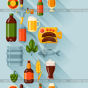 Seamless pattern with beer icons and objects - vector clip art