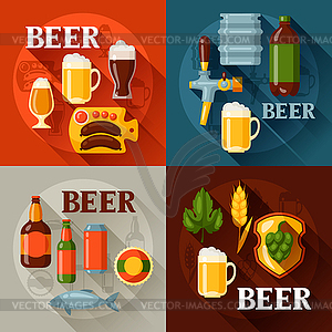 Backgrounds design with beer icons and objects - vector clipart